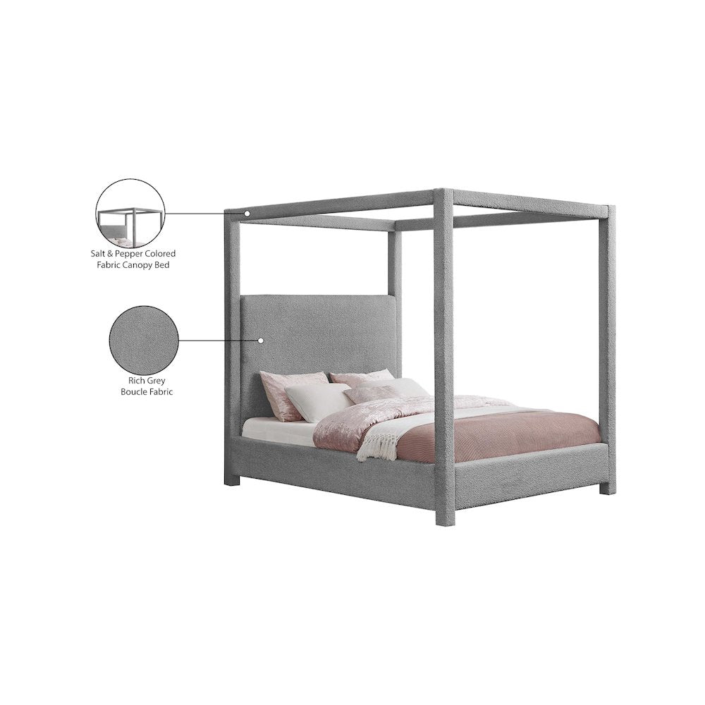 Eden Grey Boucle Fabric King Bed