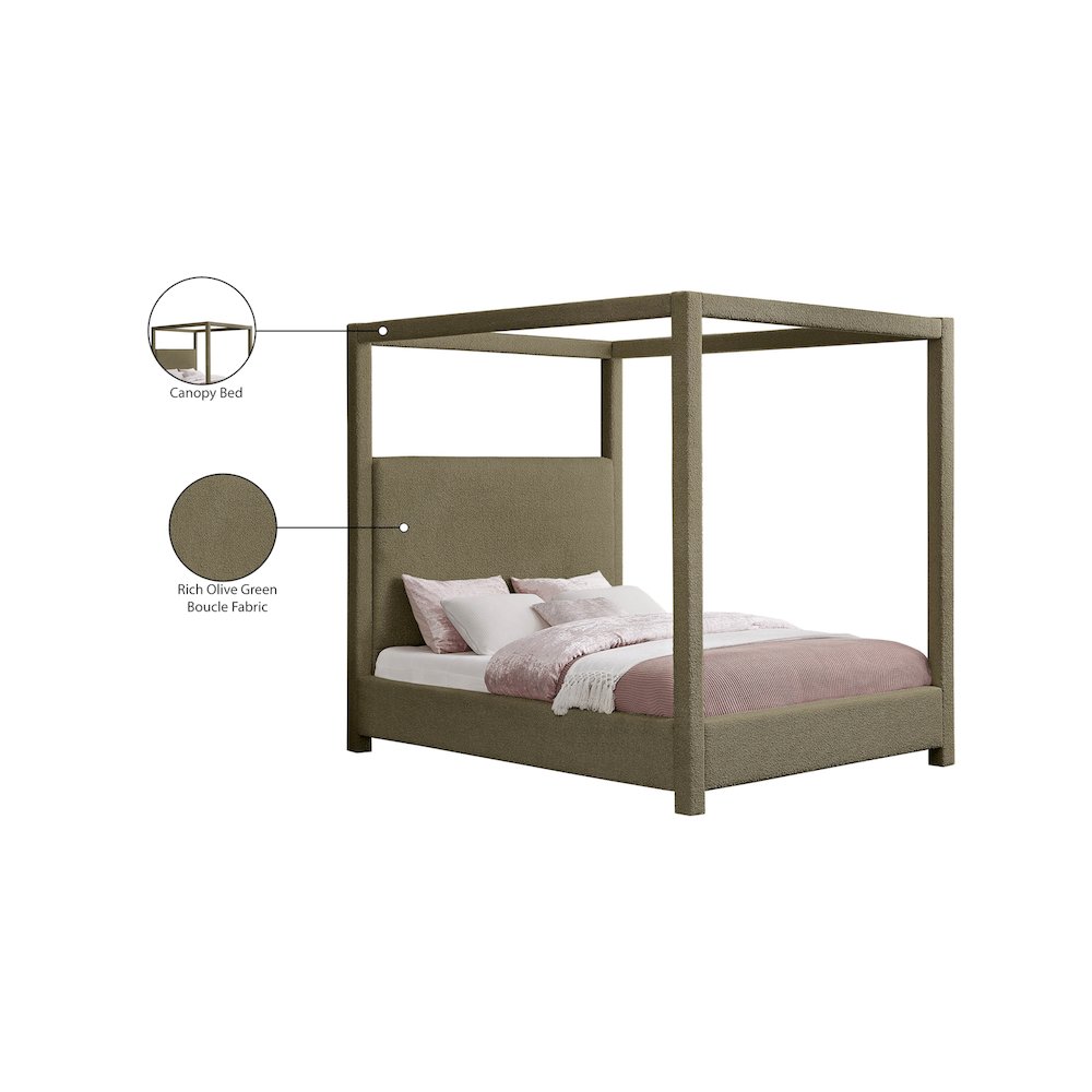 Eden Olive Boucle Fabric King Bed