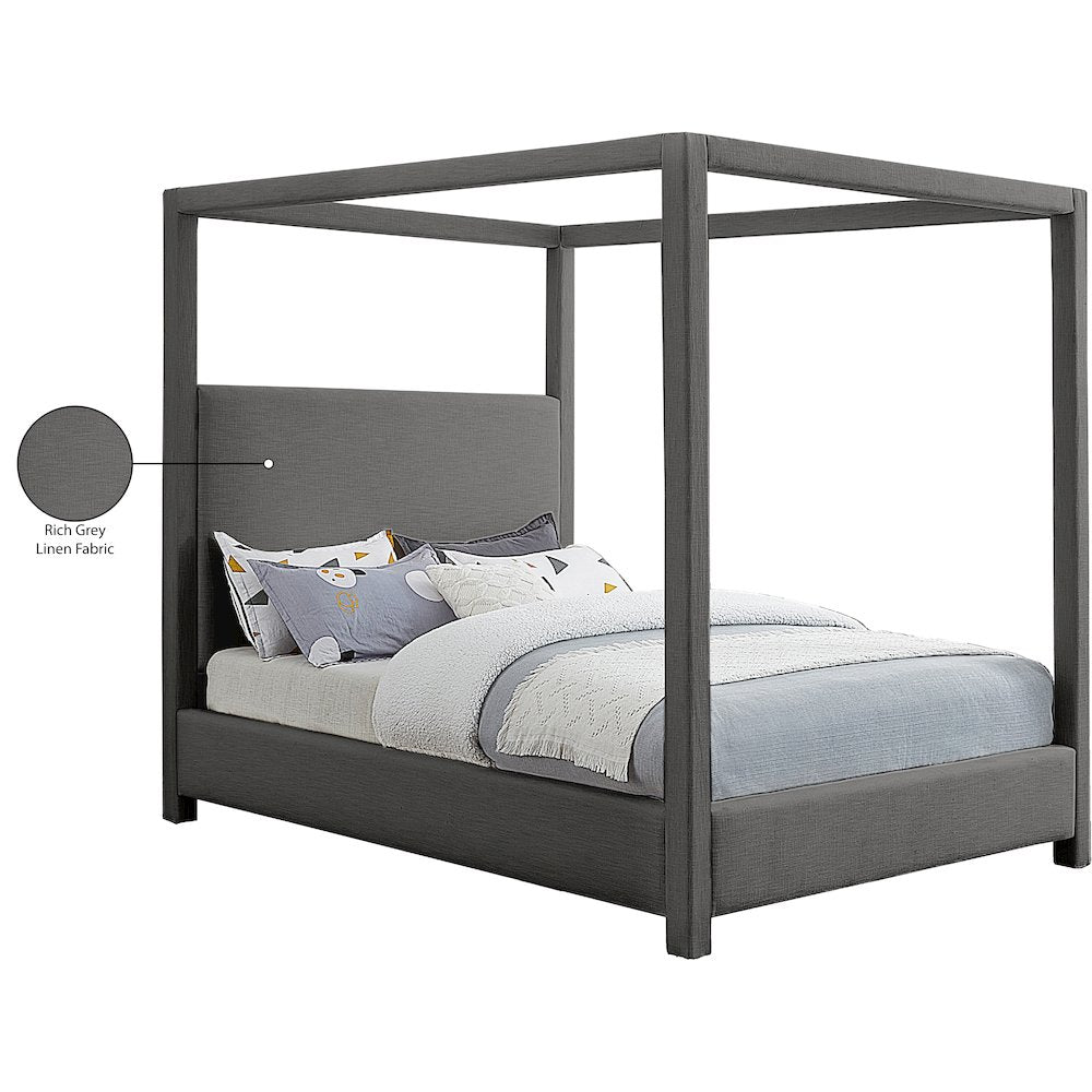 Emerson Grey Linen Textured Fabric Full Bed