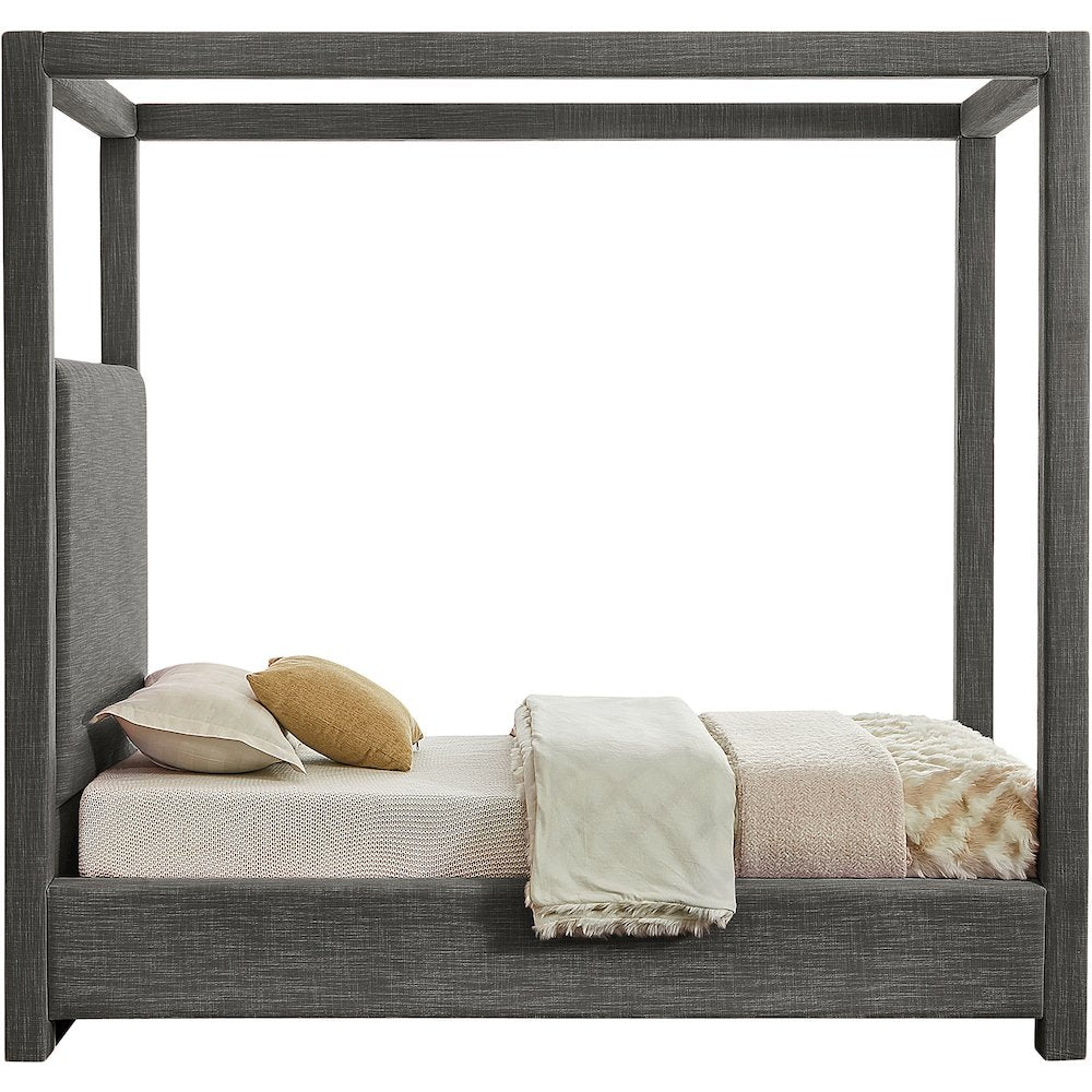Emerson Grey Linen Textured Fabric Twin Bed