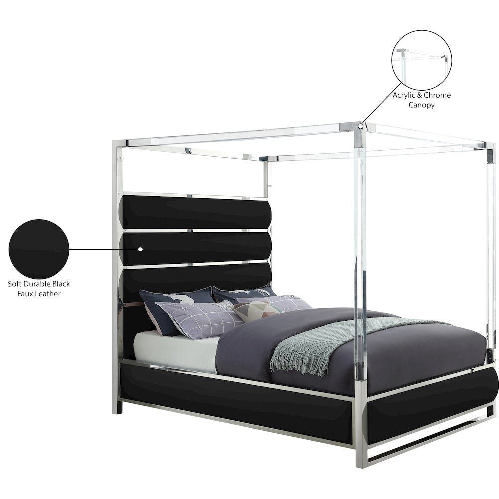 Encore Black Vegan Leather Queen Bed