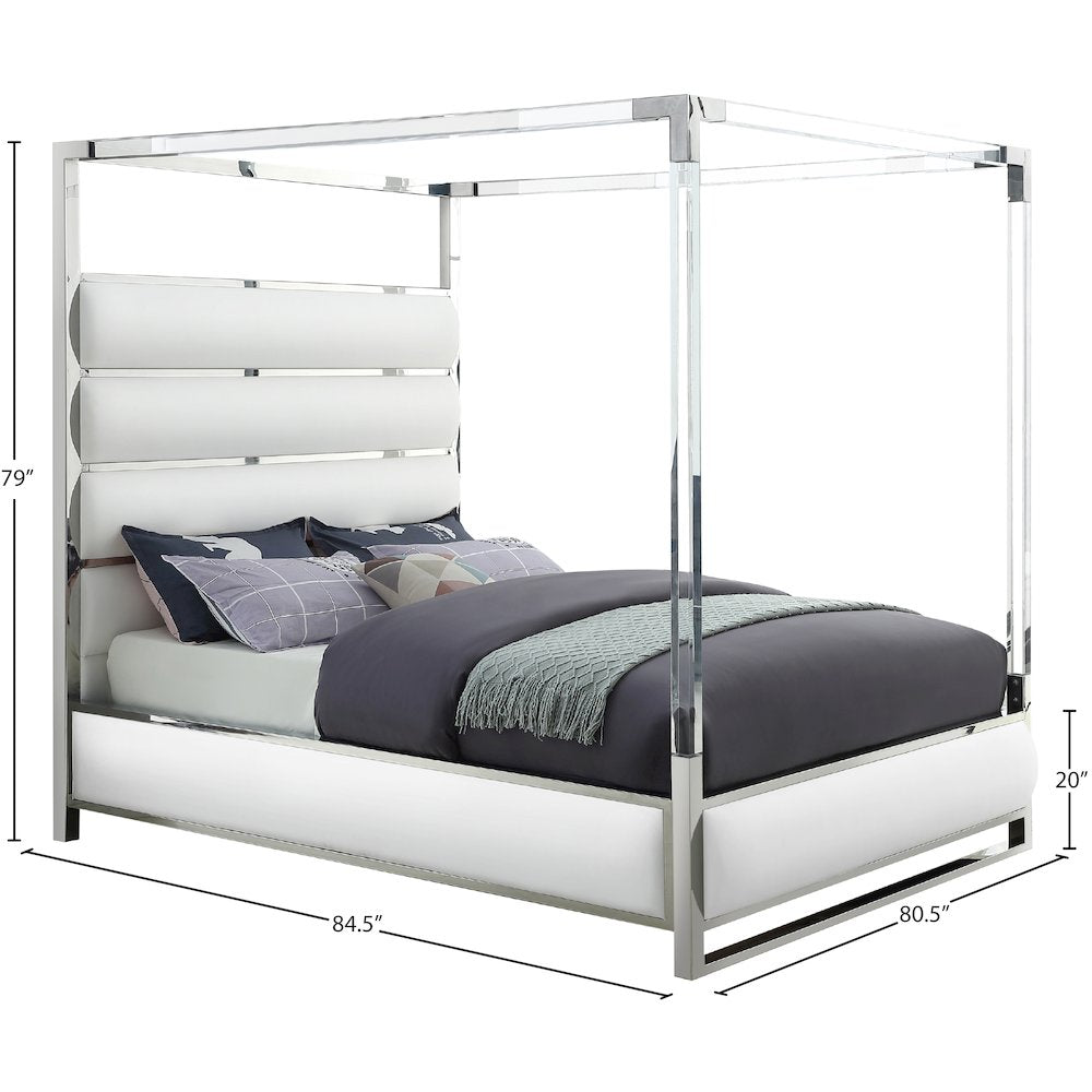 Encore White Vegan Leather King Bed