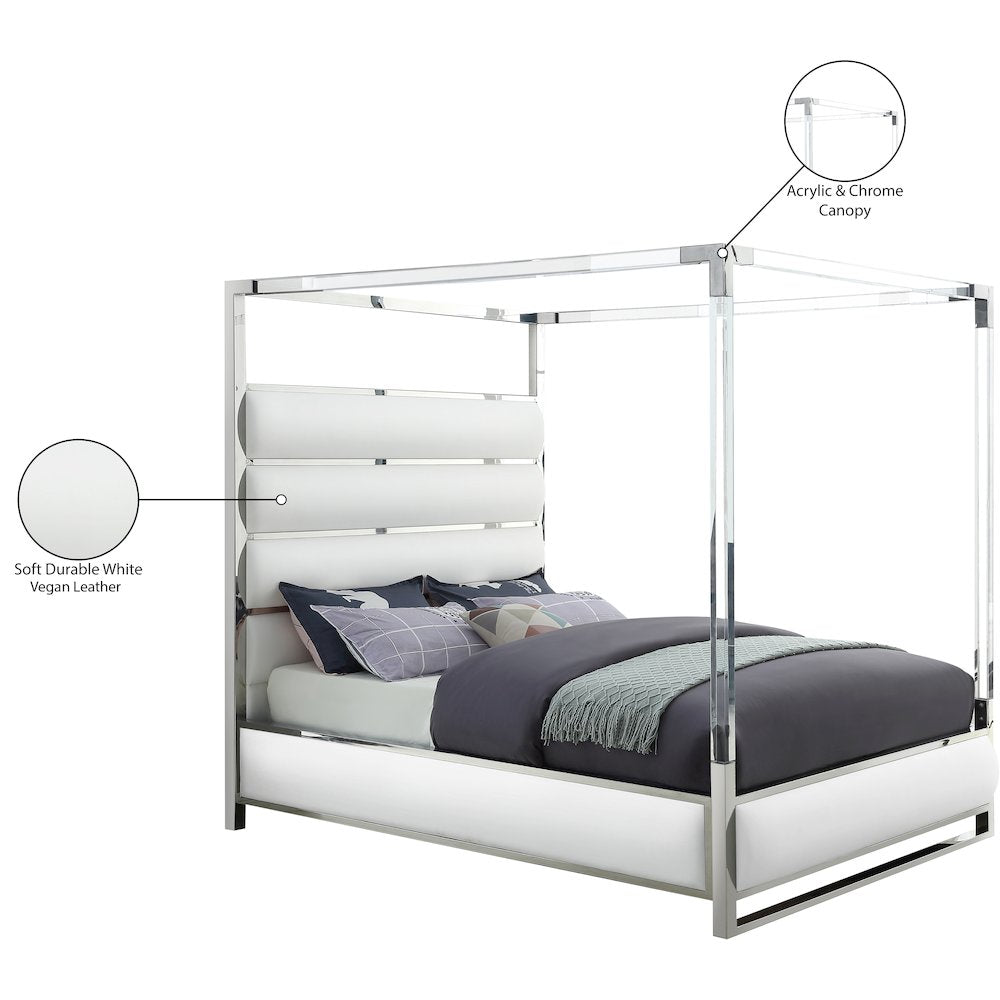 Encore White Vegan Leather Queen Bed