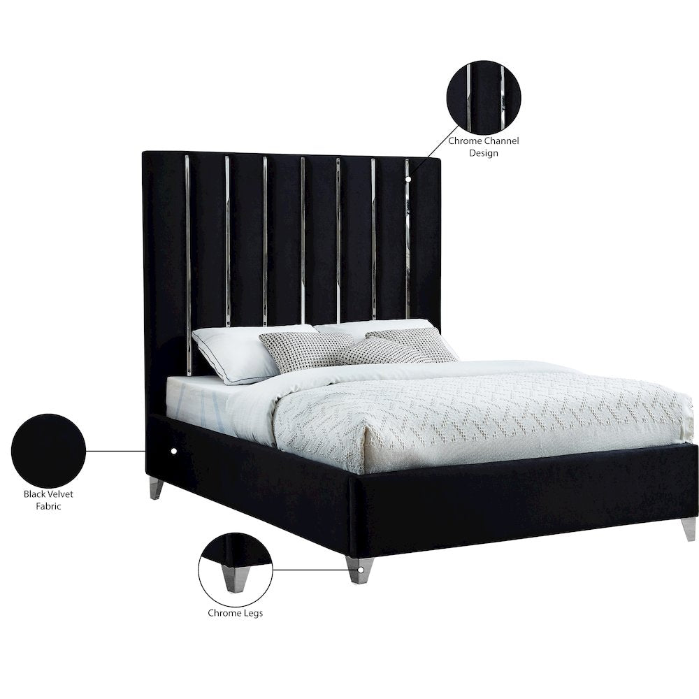 Enzo Black Velvet King Bed