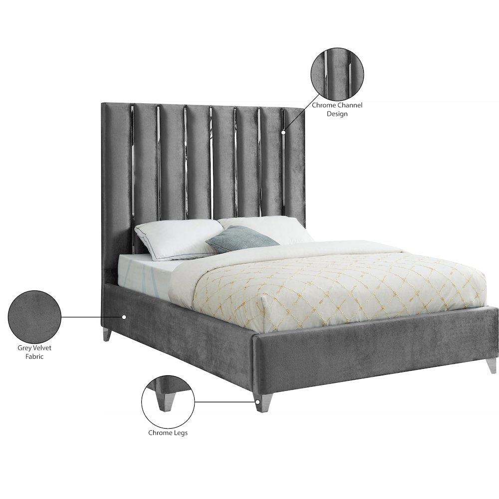 Enzo Grey Velvet Full Bed