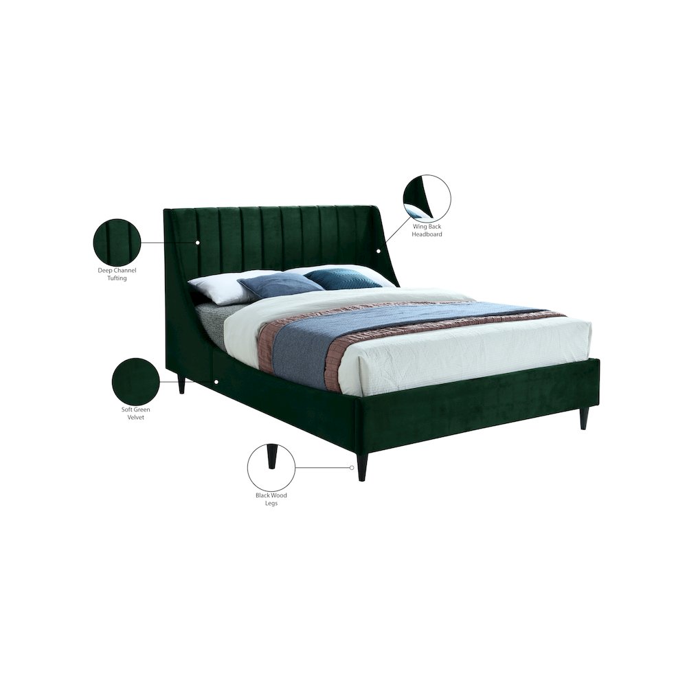 Eva Green Velvet Queen Bed