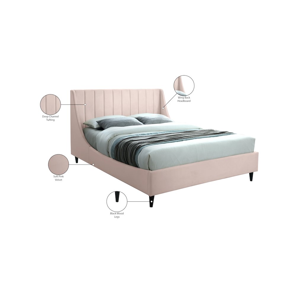 Eva Pink Velvet King Bed