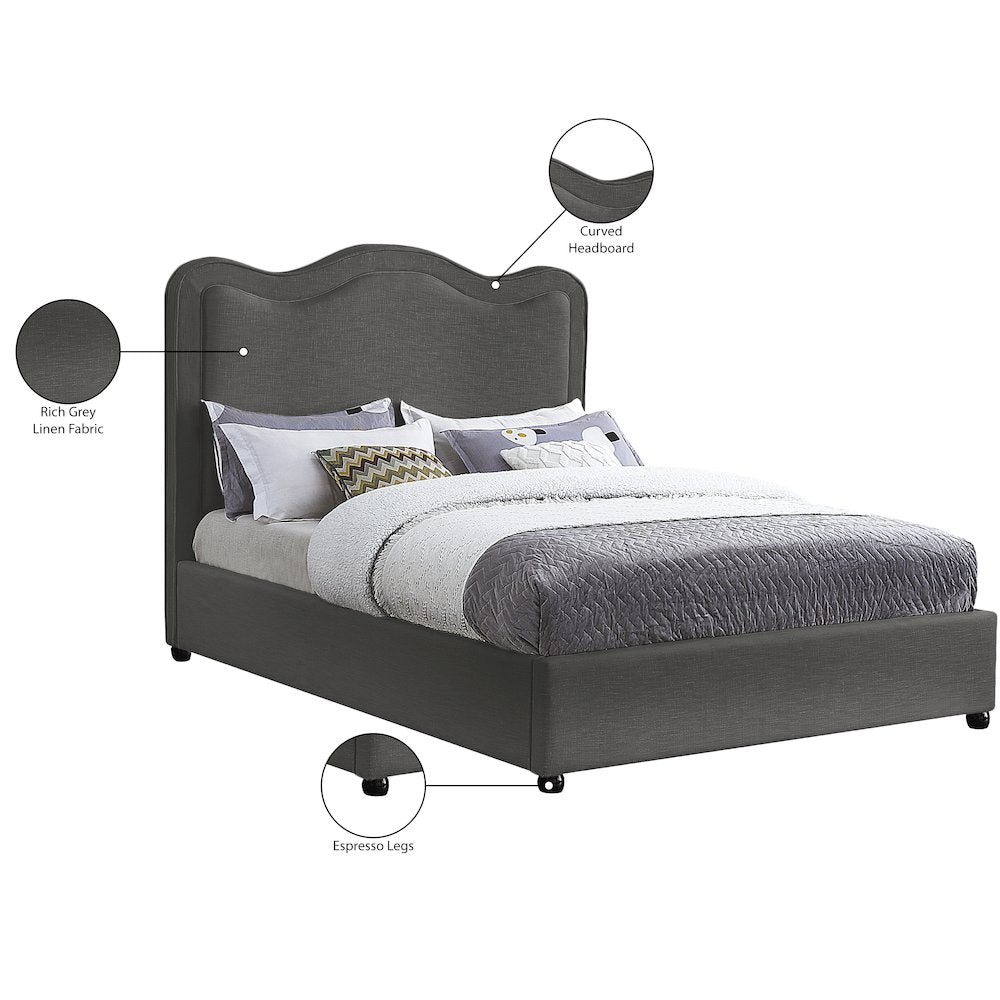 Felix Grey Linen Textured Fabric Full Bed