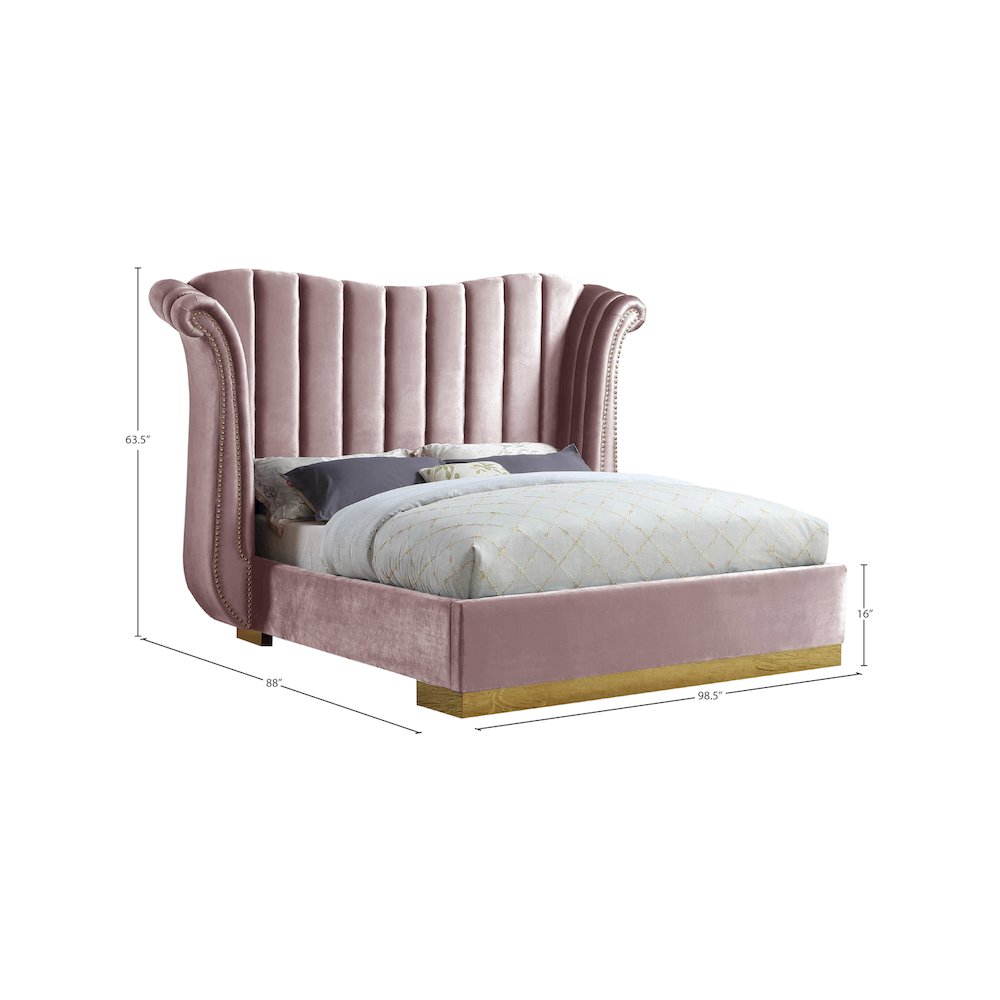 Flora Pink Velvet King Bed