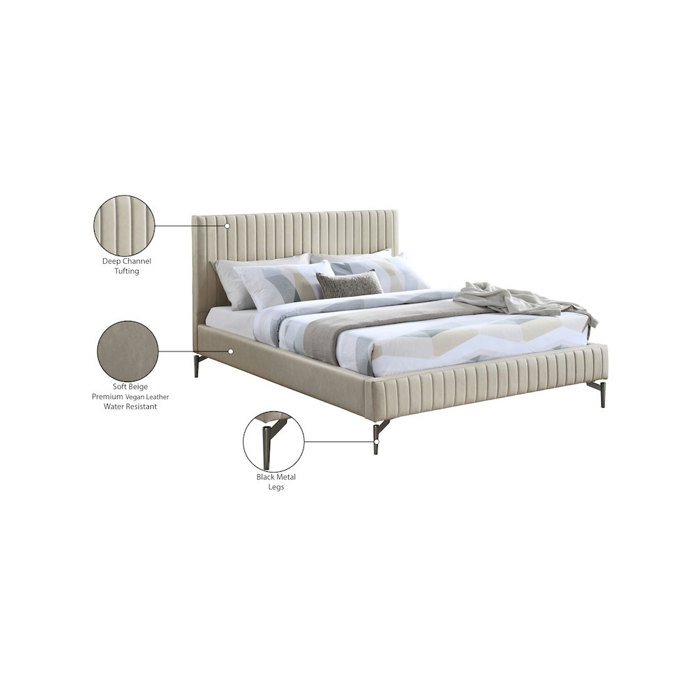 Gallo Beige Vegan Leather Full Bed