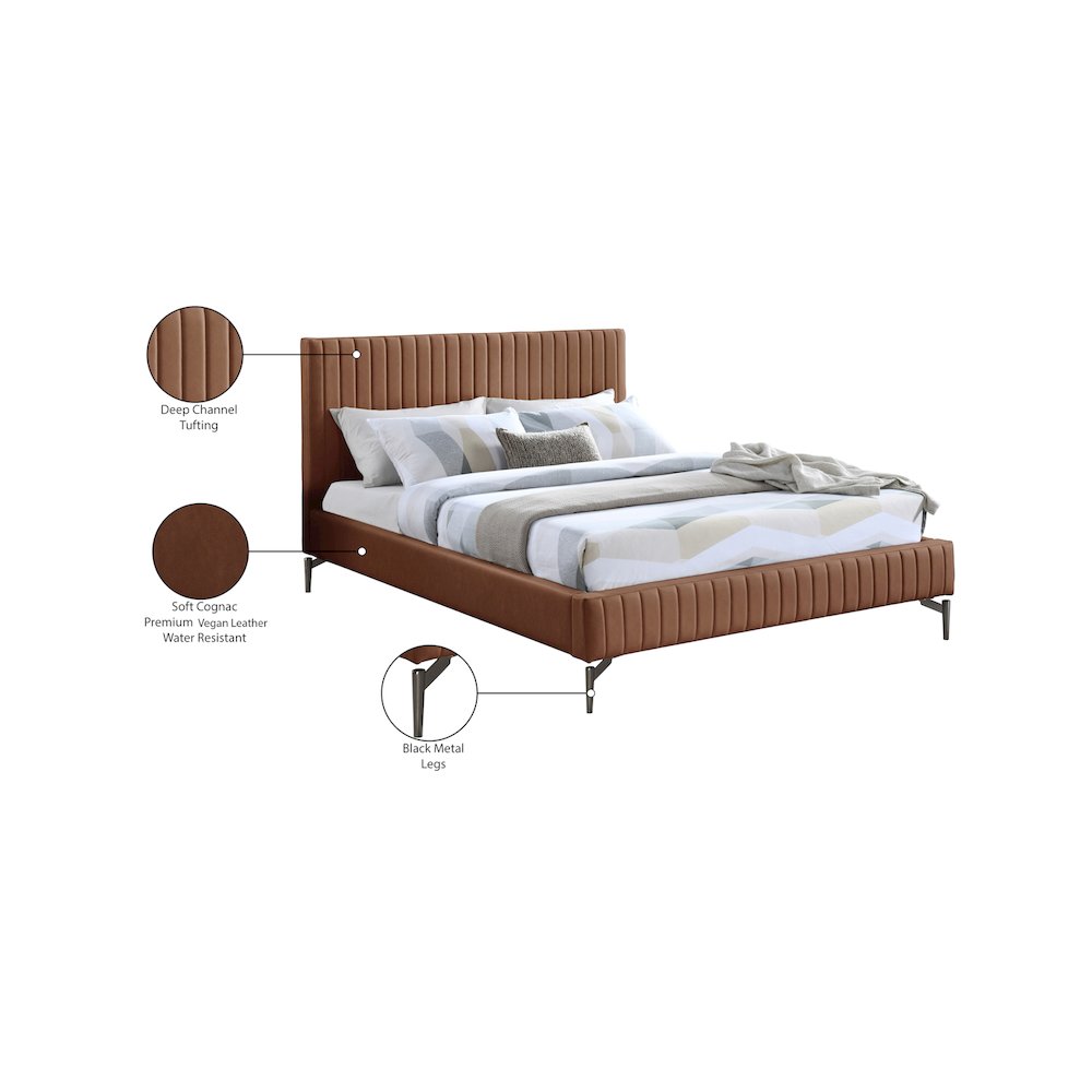 Gallo Cognac Vegan Leather King Bed