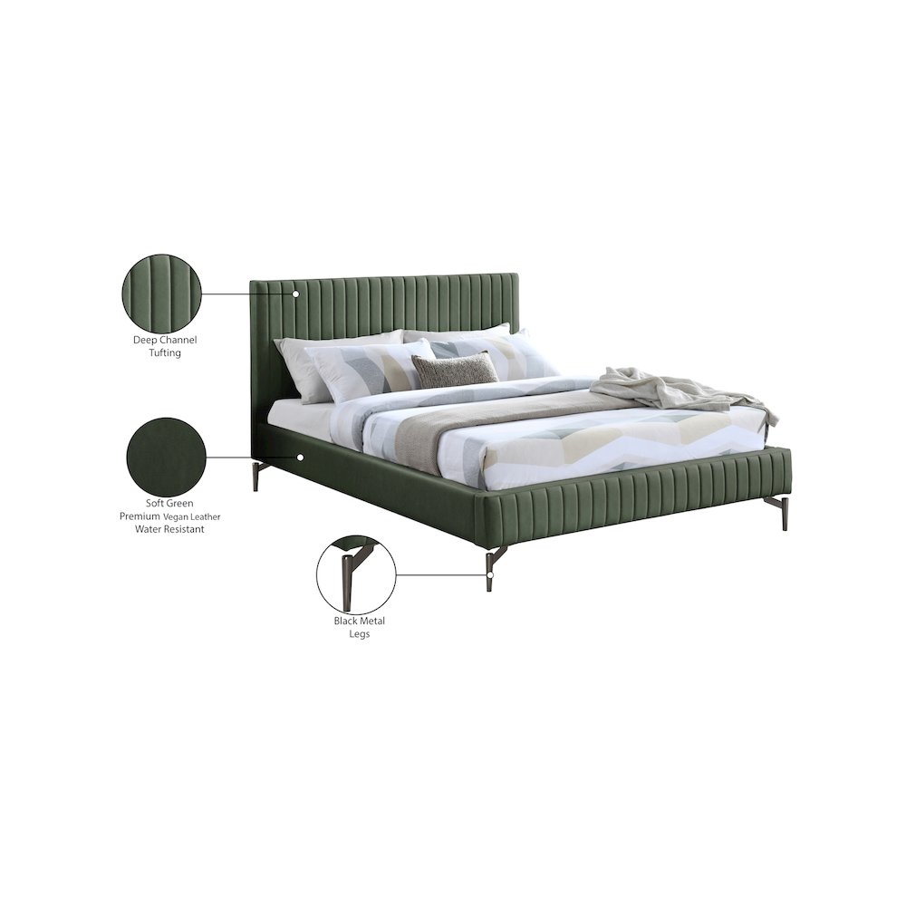 Gallo Green Vegan Leather King Bed