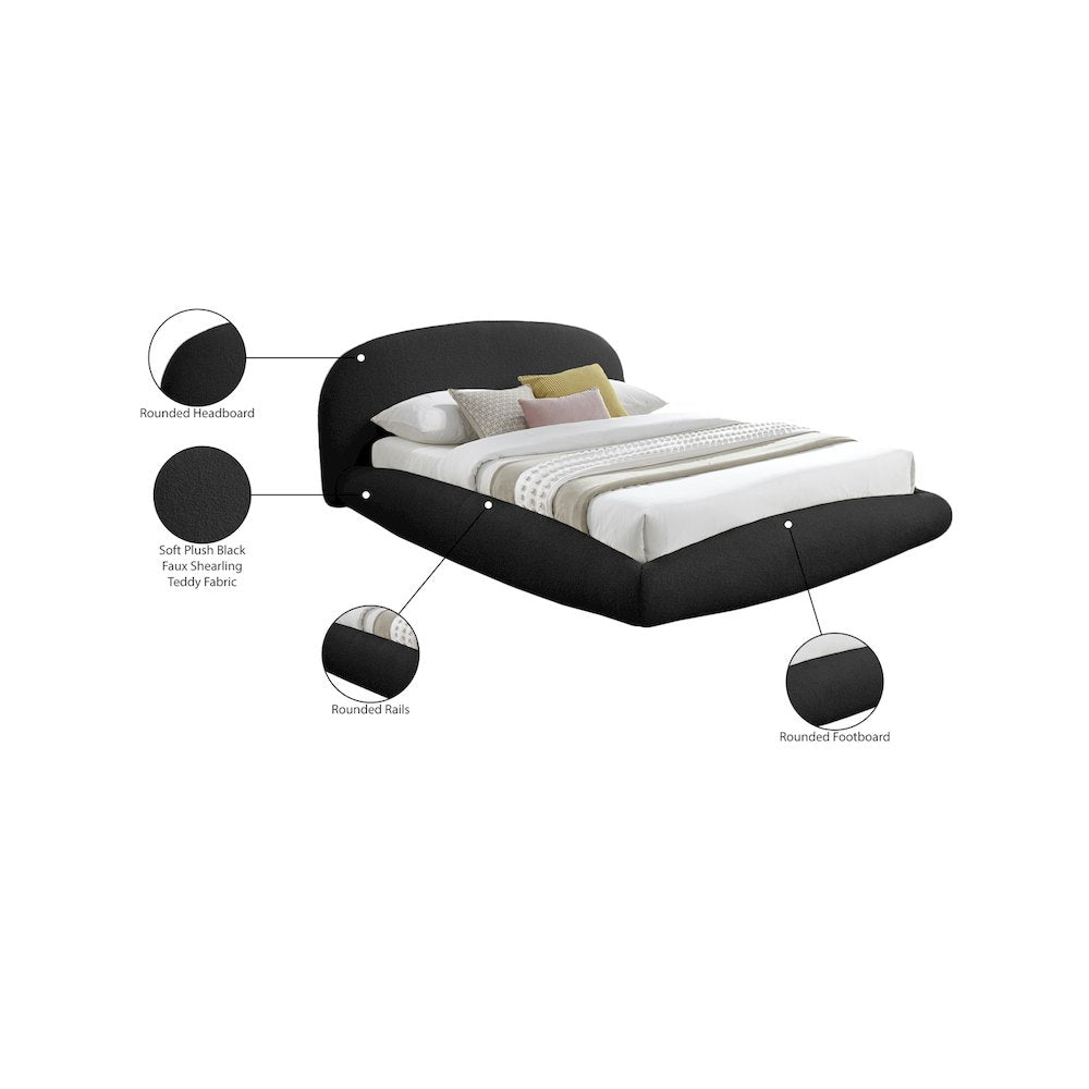 Genesis Black Teddy Fabric Queen Bed