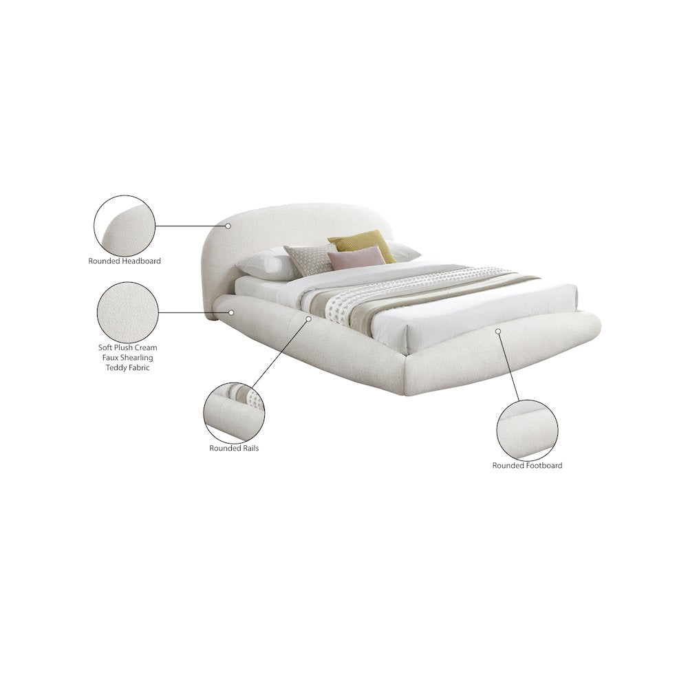 Genesis Cream Teddy Fabric Queen Bed
