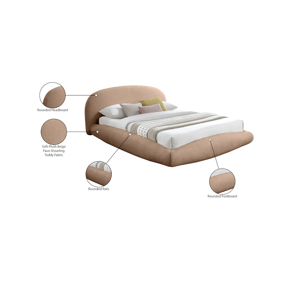 Genesis Beige Teddy Fabric Full Bed