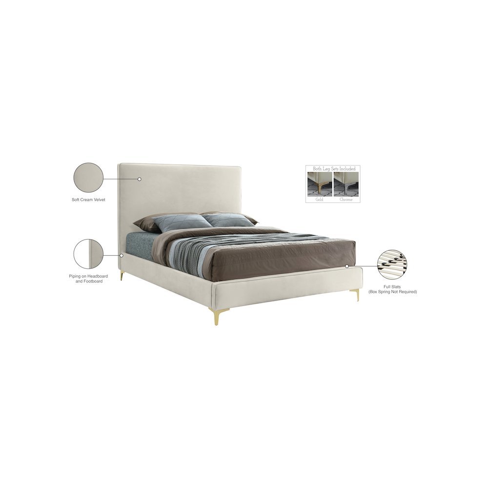 Geri Cream Velvet Full Bed