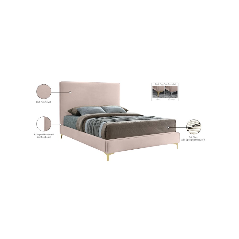Geri Pink Velvet Full Bed
