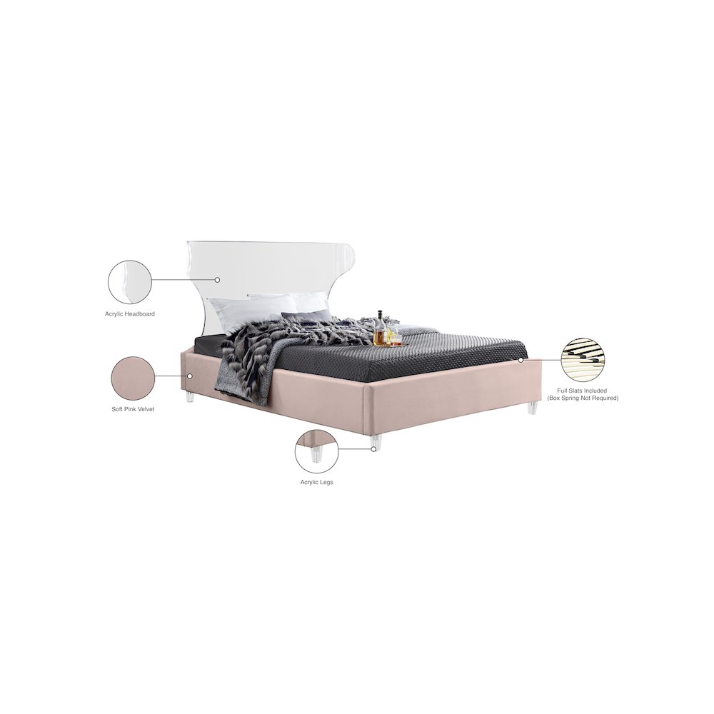 Ghost Pink Velvet King Bed