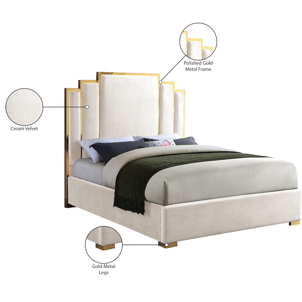 Hugo Cream Velvet King Bed