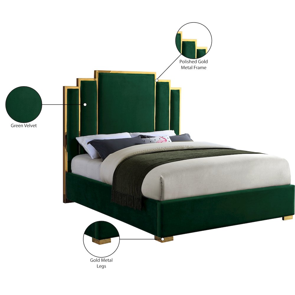Hugo Green Velvet King Bed