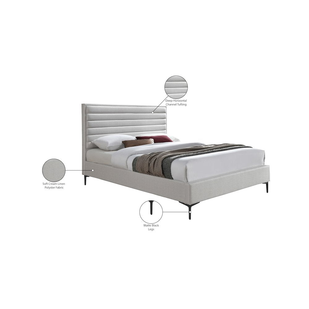 Hunter Cream Linen Textured King Bed
