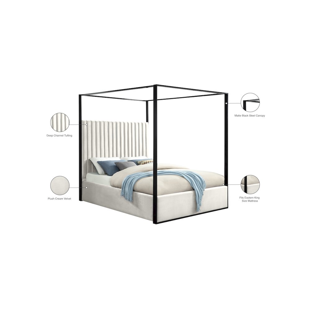 Jax Cream Velvet King Bed