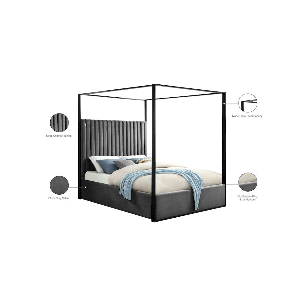 Jax Grey Velvet King Bed