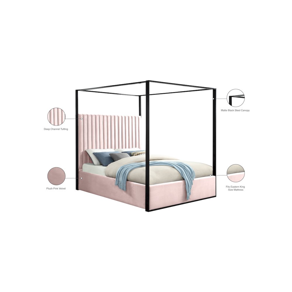 Jax Pink Velvet King Bed