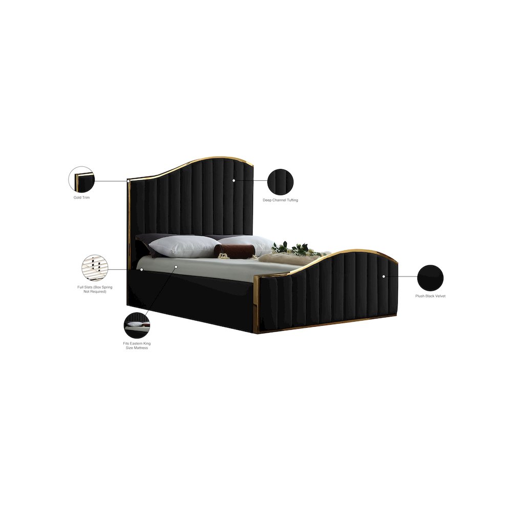 Jolie Black Velvet King Bed