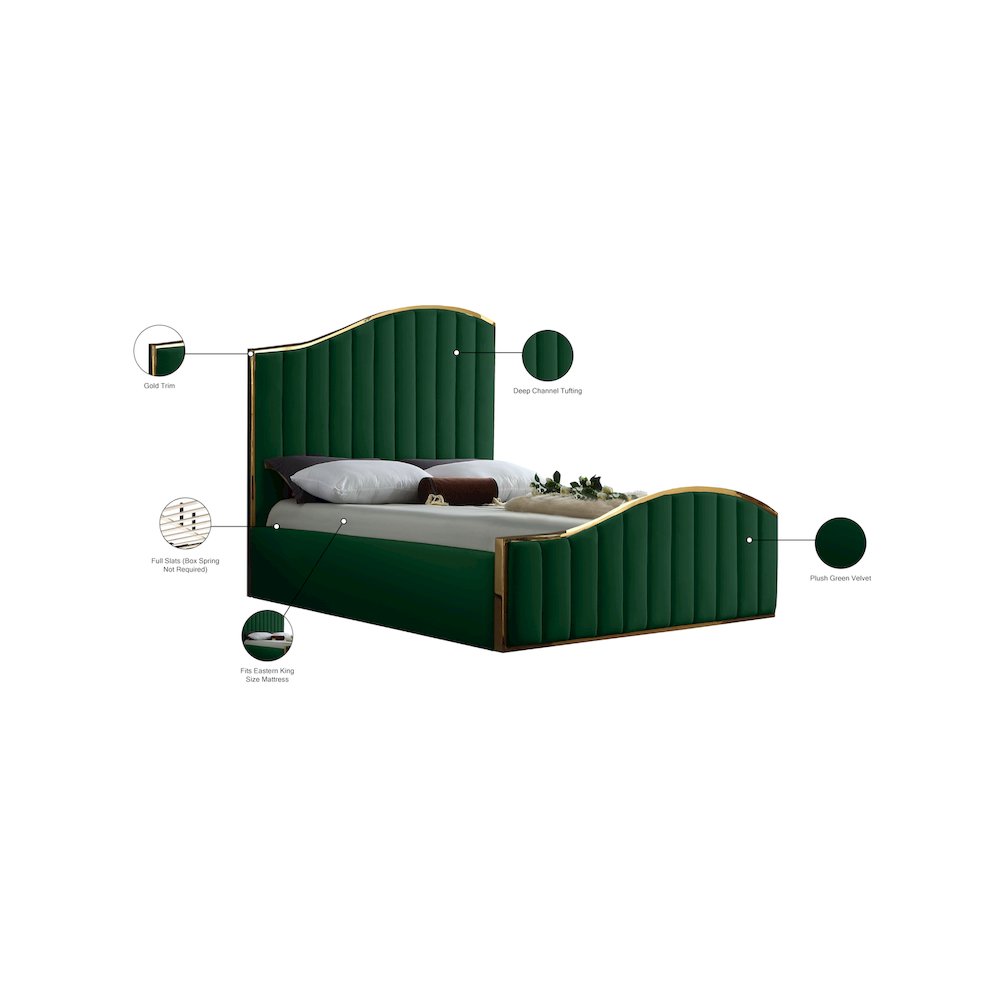 Jolie Green Velvet King Bed