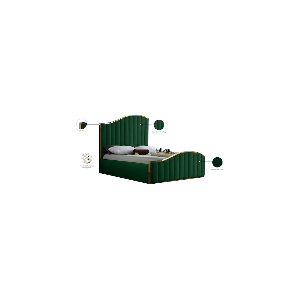 Jolie Green Velvet Queen Bed