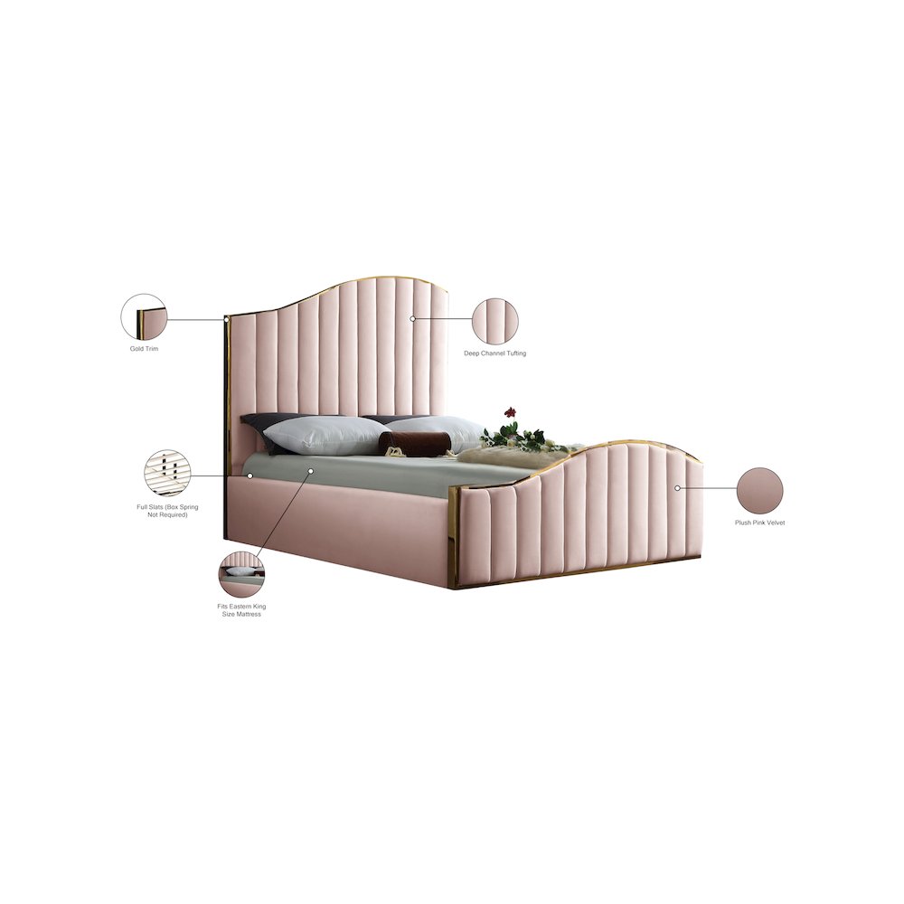 Jolie Pink Velvet King Bed
