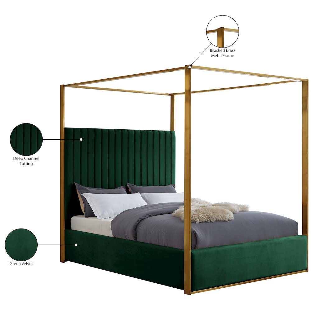 Jones Green Velvet Queen Bed