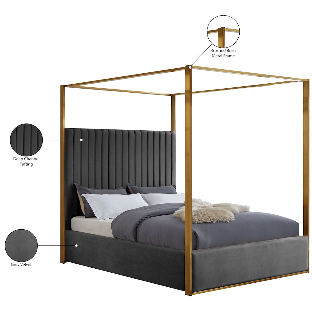 Jones Grey Velvet King Bed