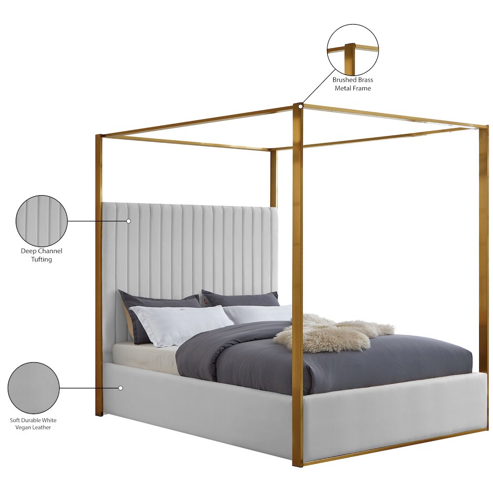 Jones White Vegan Leather King Bed