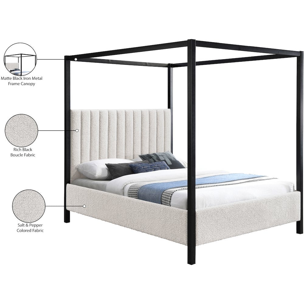 Kelly Cream Boucle Fabric King Bed