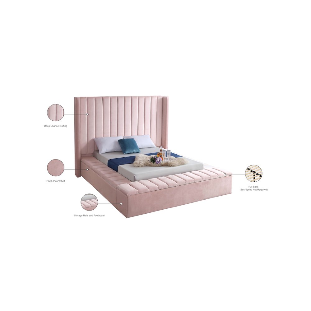 Kiki Pink Velvet Full Bed