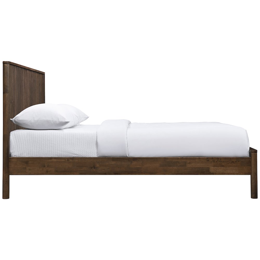 Kivo Walnut Solid Wood Queen Bed