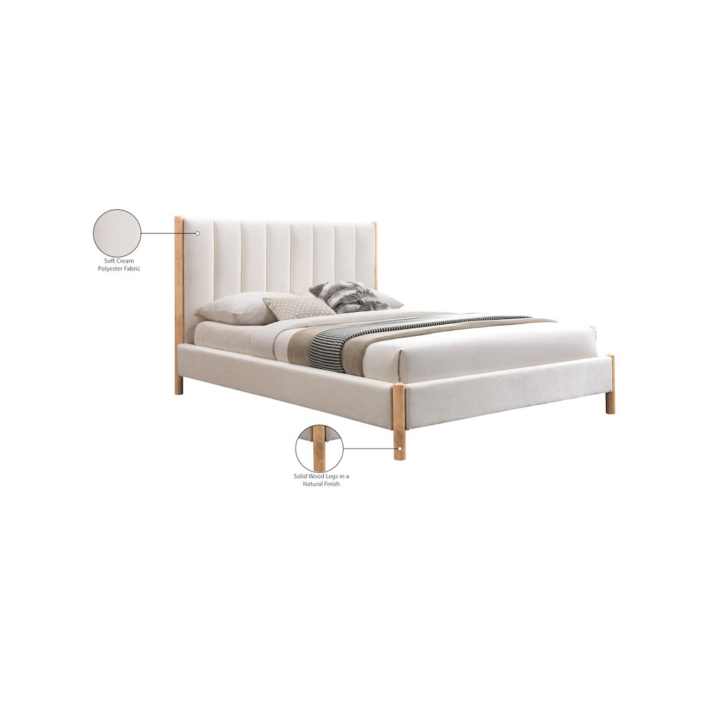 Kona Cream Polyester Fabric Full Bed