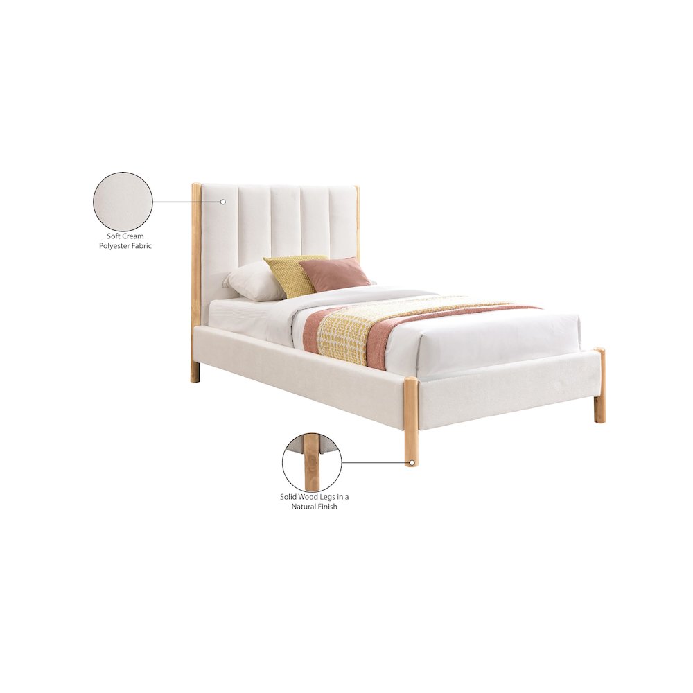 Kona Cream Polyester Fabric Twin Bed