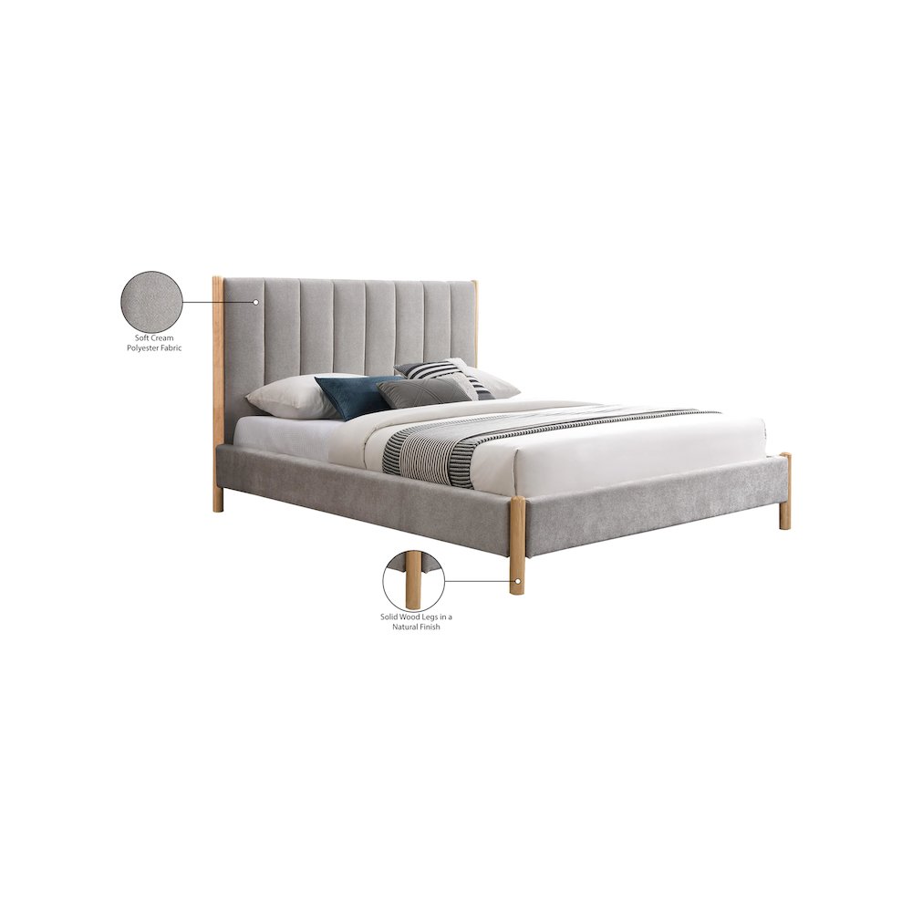 Kona Grey Polyester Fabric Queen Bed