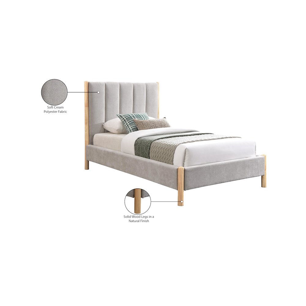 Kona Grey Polyester Fabric Twin Bed