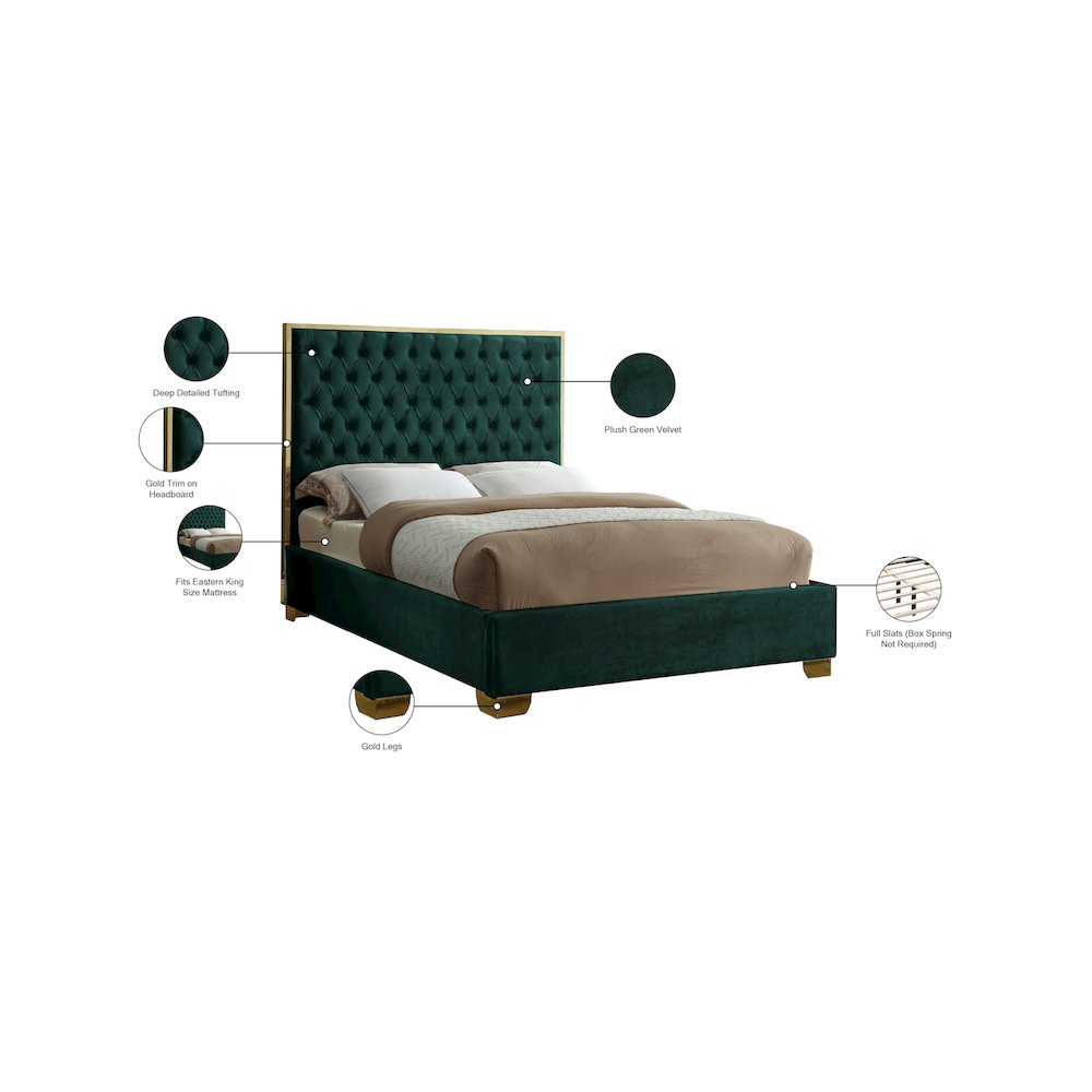 Lana Green Velvet King Bed