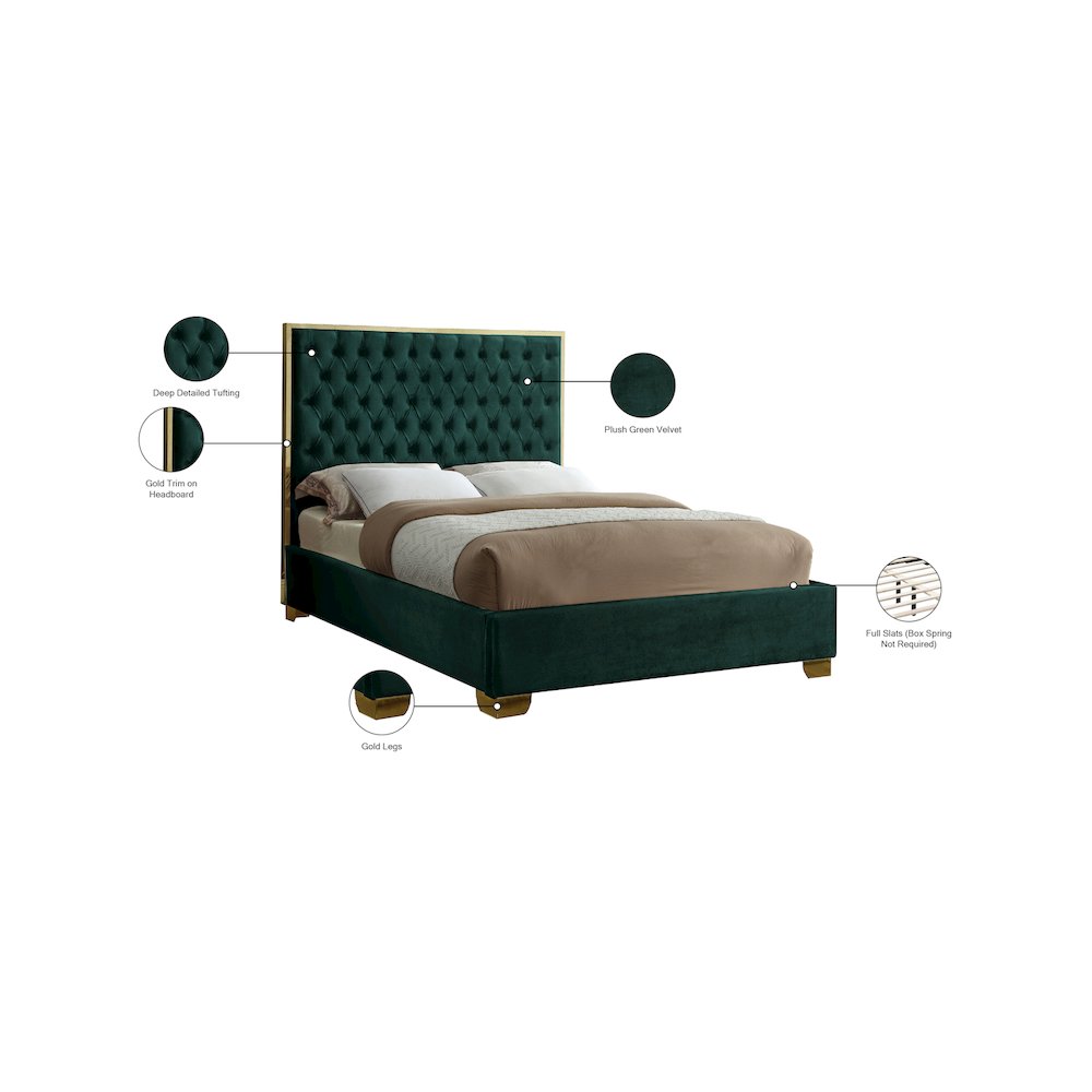Lana Green Velvet Queen Bed