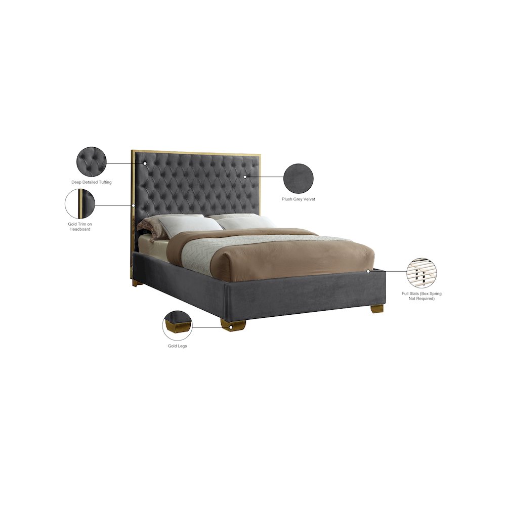 Lana Grey Velvet Full Bed