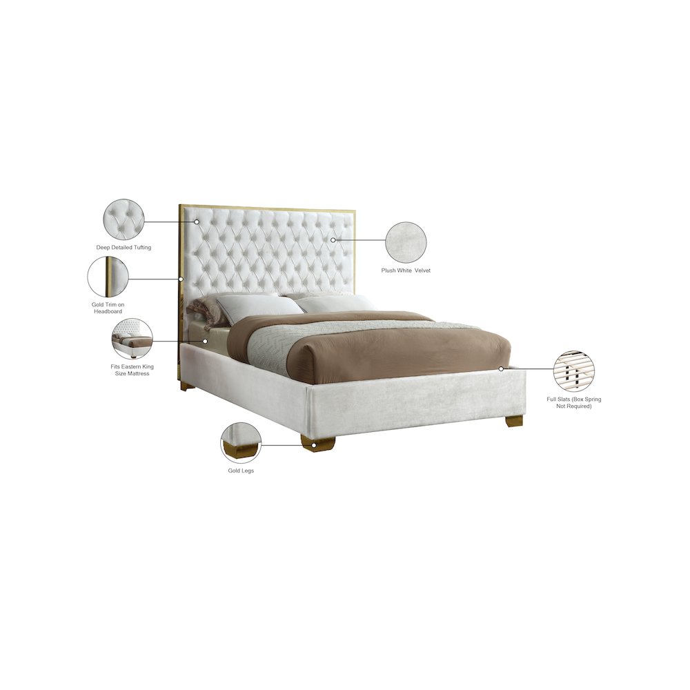 Lana White Velvet King Bed