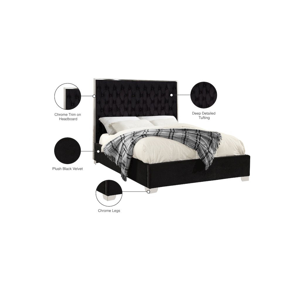 Lexi Black Velvet King Bed