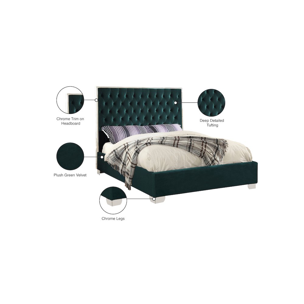 Lexi Green Velvet King Bed