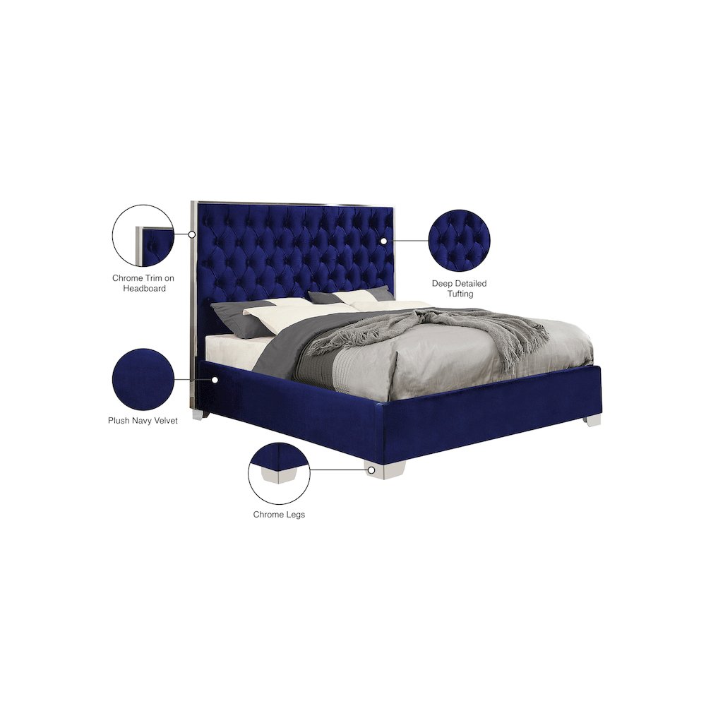 Lexi Navy Velvet King Bed