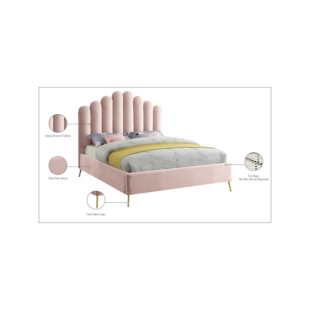Lily Pink Velvet King Bed
